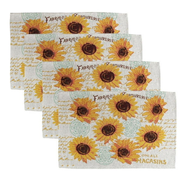 CounterArt Sunflower Fields Reversible Rectangular Placemat Set of 4 Made in The USA CounterArt Sunflower Fields Reversible Rectangular Placemat Set of 4 Made in The USA